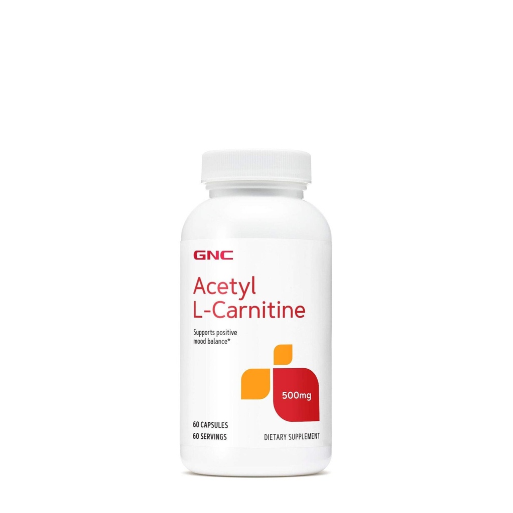 GNC Acetyl-L-Carnitine 500mg, Ondersteunt Positieve Mood Balance, 60 Tellen