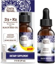 GuruNanda Wellness Bundle: vloeibare Ashwagandha met Bacopa (1 Fl Oz) voor Focus & Relaxation Support & Black Seed Oil (2 Fl Oz) met vitamine D3, K2 & E voor Immune Boosting - Vegan & Non-GMO