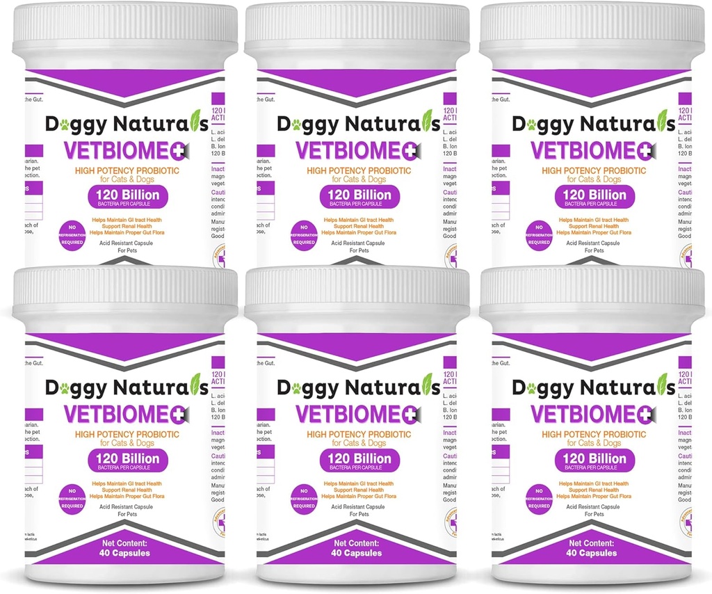 Vetbiome Plus Hoge Potency Probiotica voor Huisdieren (240 Capsules) Gemaakt in VS - GEEN Koeling vereist !!
