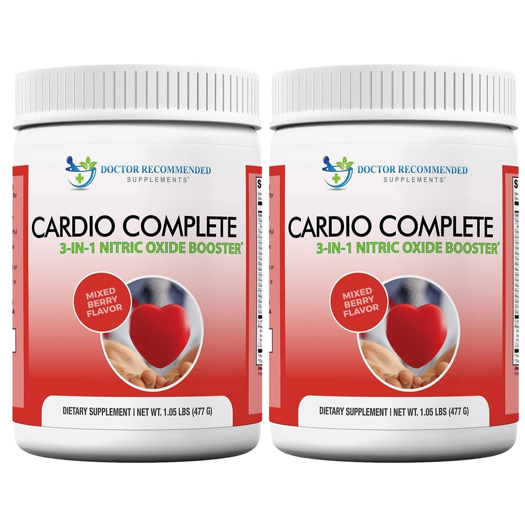 Cardio Complete - Heart Health Support Powder Supplement - 3-in-1 Nitric Oxide Booster met 5.000 L-Arginine, 1000 mg L-Citrulline, en Hawthorn Berry, 2 Pack