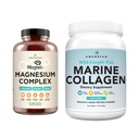 AMANDEAN Premium Magnesium Complex & Marine Collagen Bundle. Hoge absorptie Magnesium Threonate, Glycinate & Malate. Gehydrolyseerde vis. Ondersteuning Kwaliteit Slapen, Huid & Mood