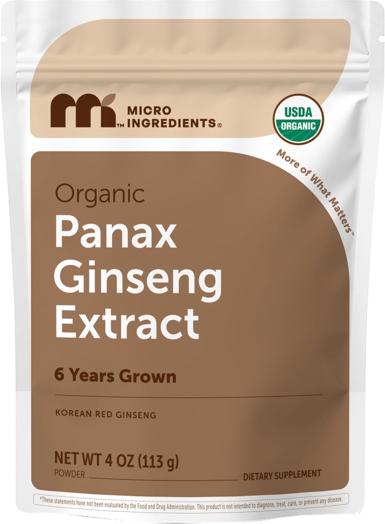 Micro Ingrediënten Maximale sterkte Biologische Koreaanse Ginseng Wortel 200:1 Poeder, 4 Ounce, Rode Panax Ginseng Poeder, Actieve Ginsenosiden, Veganistisch Vriendelijk