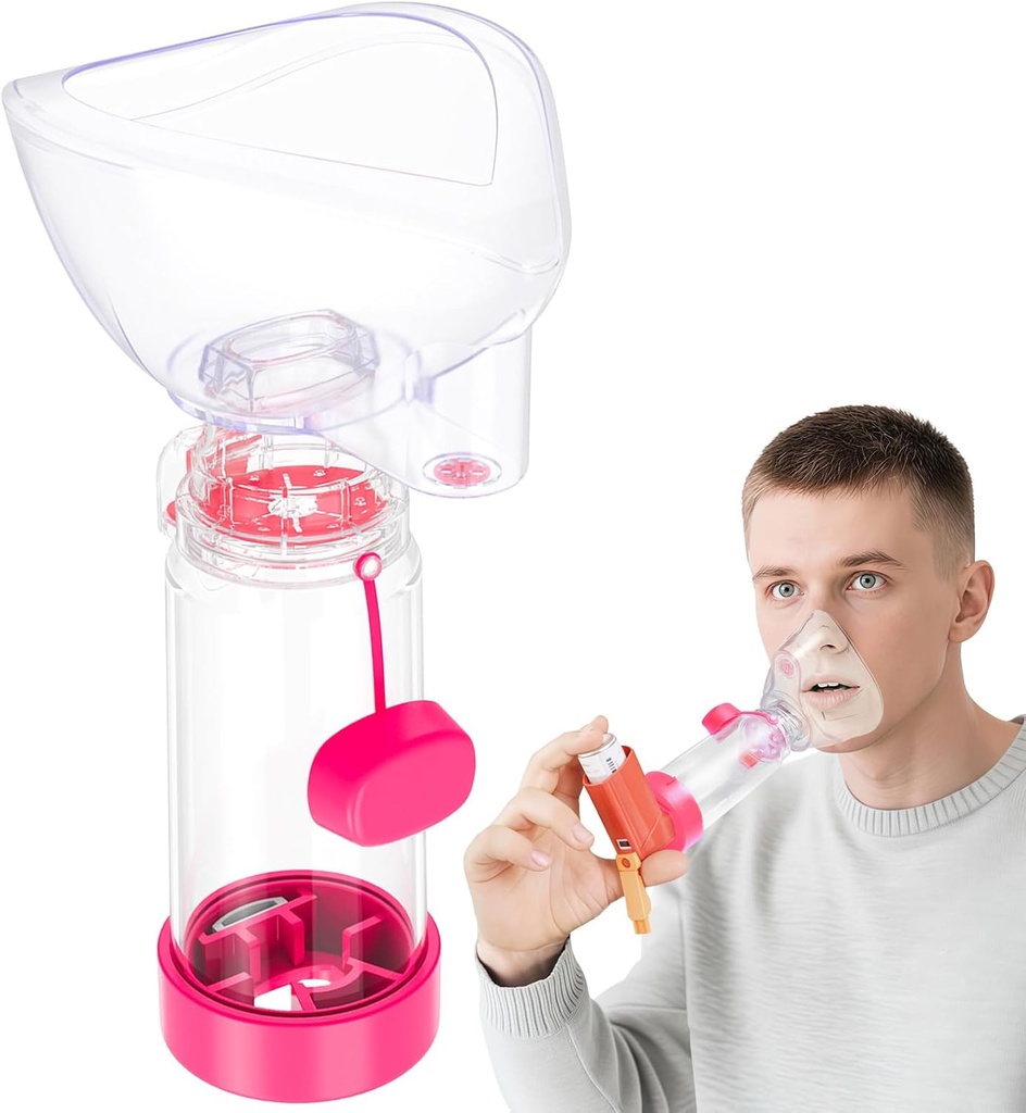NESSI OTC Spacer Adult met Masker Spacer en Mondstuk Spacer (Pink)