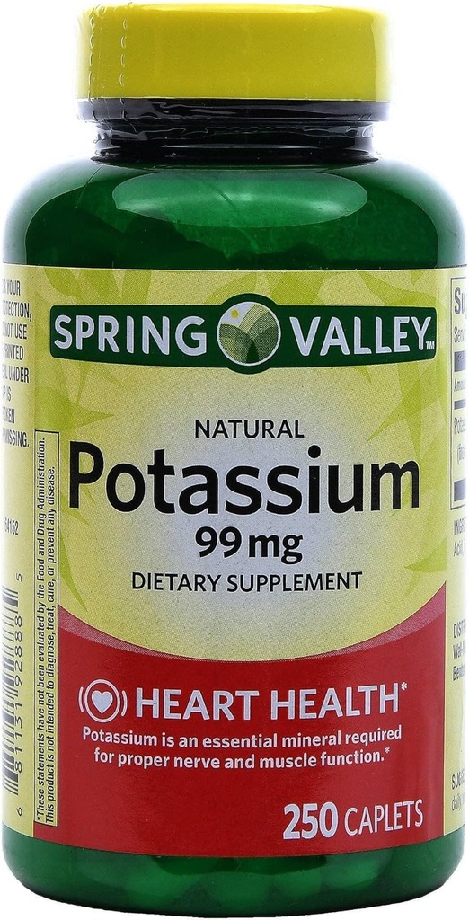 Spring Valley Kalium 99 mg van Kalium Gluconaat 595 mg (250 Aantal)