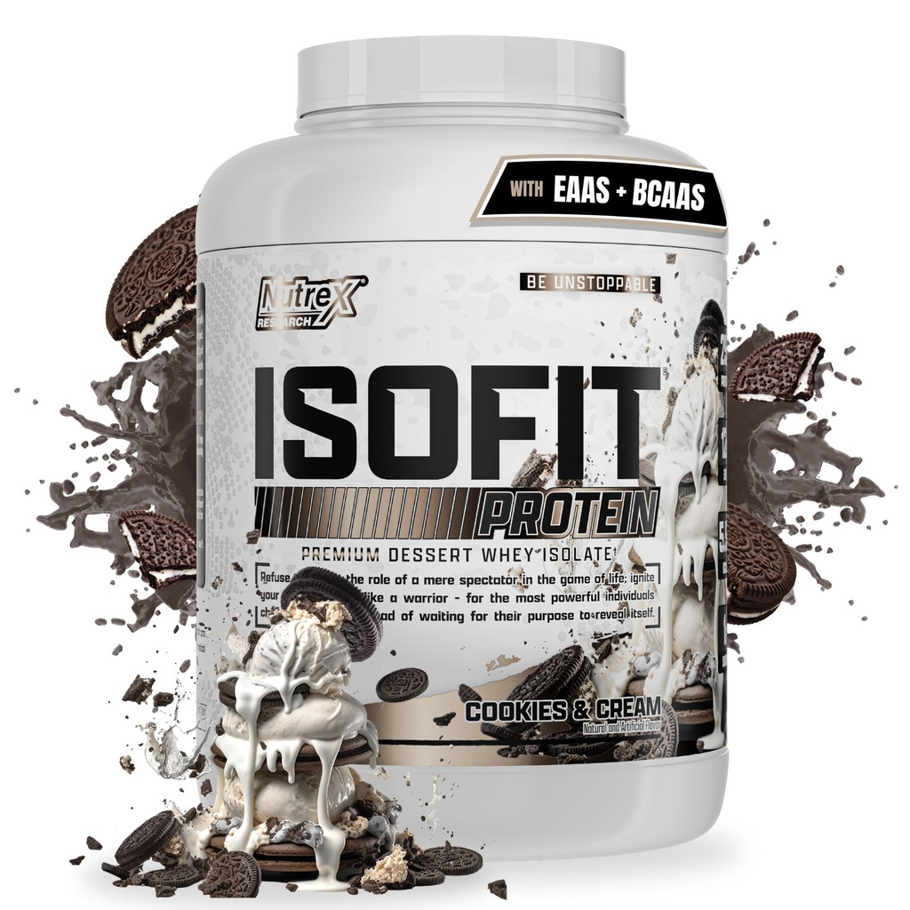 Nutrex Research IsoFit Wei Proteïne Poeder Geïnstantiseerd 100% Wei Proteïne Isolaat (70 porties, Cookies & Cream)