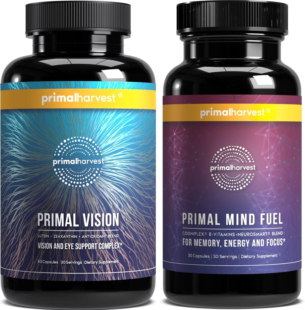 Primal Harvest Boost & Vision Supplementen voor vrouwen en mannen Vision and Eye Support Complex met Lutein, Zeaxanthine Bundle