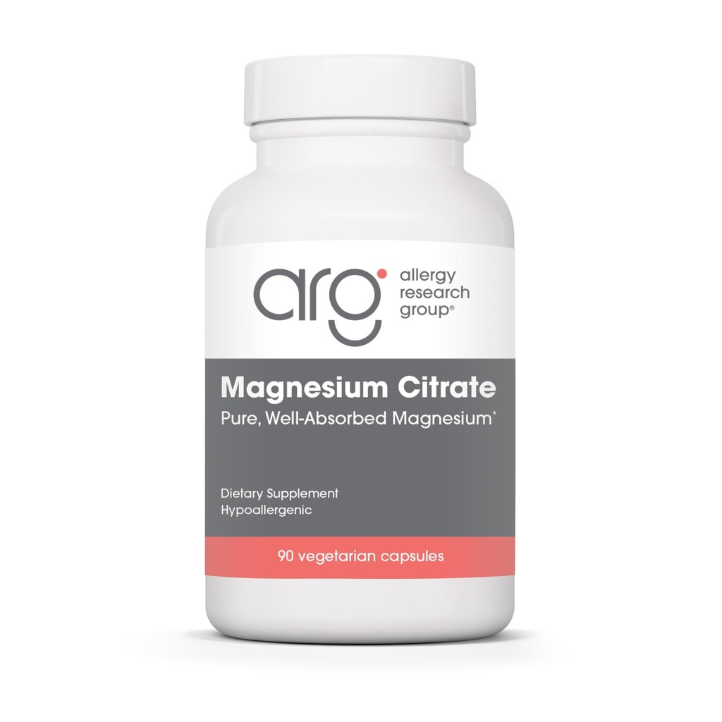 Allergie Onderzoeksgroep Magnesium Citroen Dieetsupplement - Bone & Stress Support, Well-Absorbed, Hypoallergeen, Vegetarische Capsules - 90 Tel.