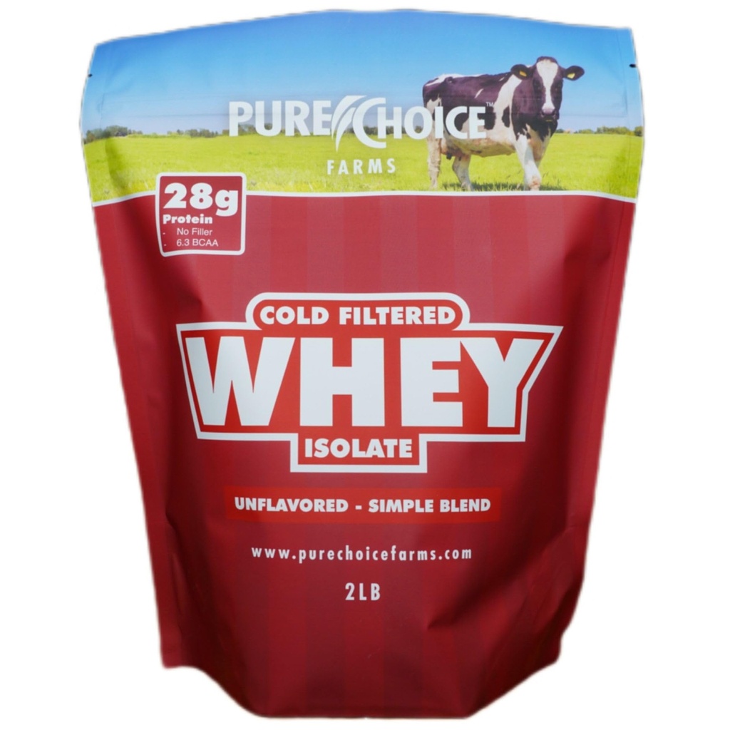 Pure Choice Unflavored Whey Protein Isolaat Poeder, 28g Proteïne & Suikervrij, niet gedenatureerd Wei, 1 ingrediënt, geen fillers of kunstmatige zoetstoffen (ongearomatiseerd, 2 lb)