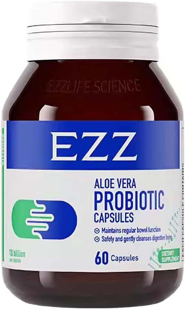EZZ Aloe Vera Probiotic bevat Australische Aloë Vera, Cassia en spijsverteringsenzymen, voeg vier probiotica toe. Verbetert Gut Health en Digestie, geen C conversatie meer 60 Capsules
