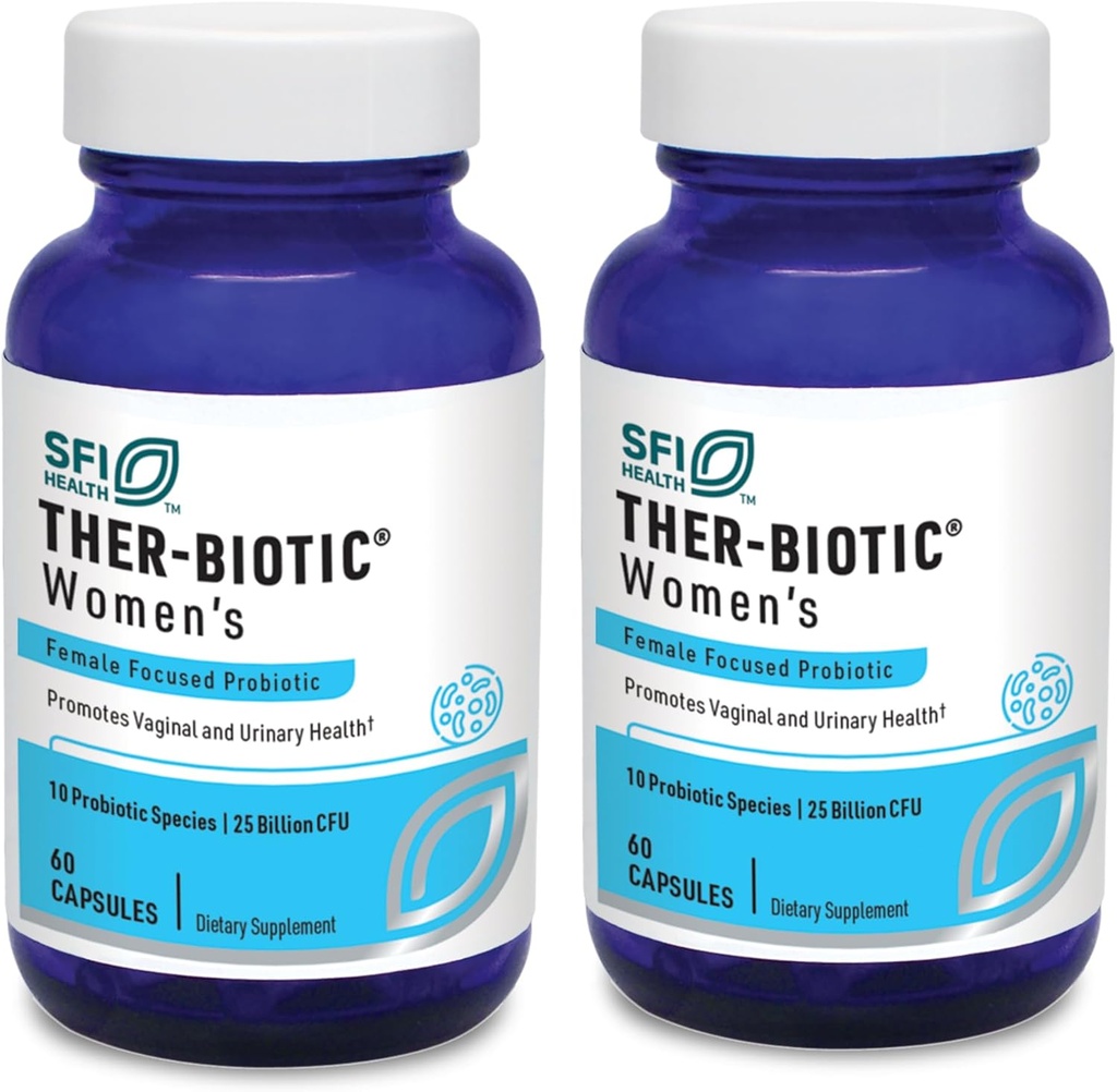 Klaire Labs SFI Health Ther-Biotic Women's - Vaginale Probiotica voor vrouwen - Ondersteuning gezonde zure Vaginale pH-balans & Comfort - 25b CFU Lactobacillus & Bifidobacterium (60 capsules, 2 verpakkingen)