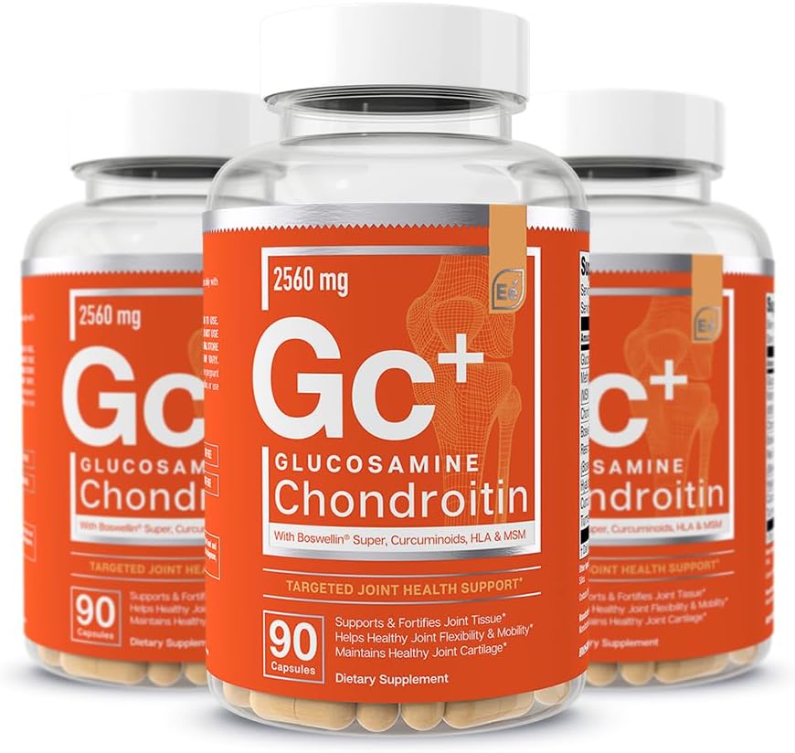 Essentiële elementen Glucosamine Chondroitin MSM Boswellia Serrata Hyaluronzuur supplement Gezamenlijke ondersteuning Antioxidant supplement voor flexibiliteit - 270 capsules (3 verpakkingen)