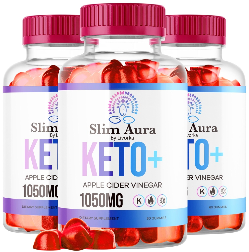 (3 Pack) Slim Aura Keto ACV Gummies - Officiële Slim Aura Keto Plus Apple Cider Vinegar 1050MG Advanced Formula Gummys, All Natural Premium Formula, Slimaura Gomitas Reviews, 300 Gummies for 5 Months