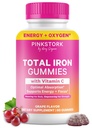 Roze Stork Prenatale Iron Supplement Gummies voor vrouwen - 20 mg met vitamine C - Grape Kauwbaar voor tekort, energie, & Blood Builder - 60 Gummy Kauwen