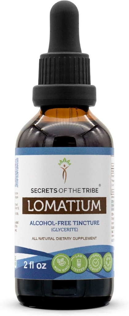 Geheimen van de stam Lomatium Alcoholvrije Liquid Extract (Lomatium Dissectum) Gedroogde wortel Tinctuur Supplement (2 FL OZ)