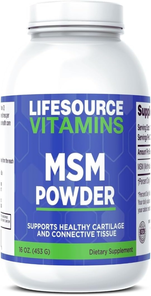 LifeSource Vitaminen MSM Powder - 16 oz - Pure and Clean - 226 Servings - 2.000 mg Per Serving