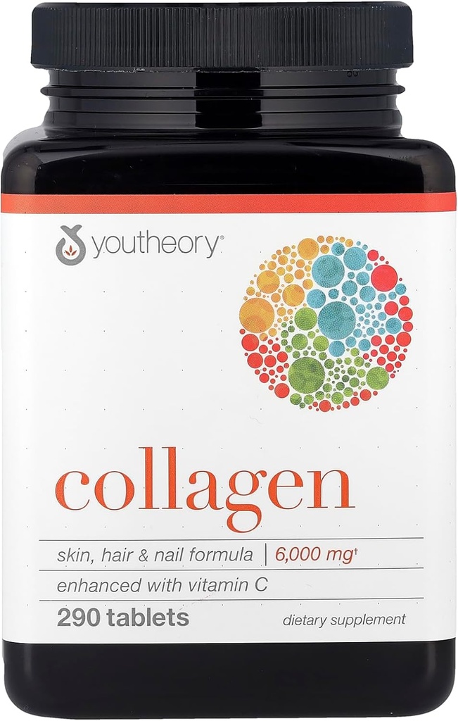 Youtheory Collageen Geavanceerd met vitamine C, 290 Tel (1 Fles)