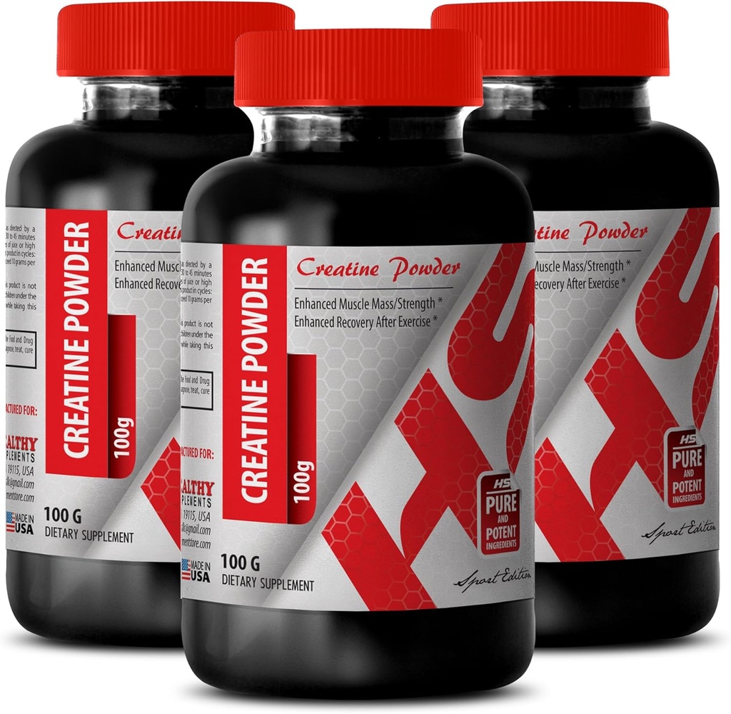 Body Builder voor mannen - CREATINE Poeder 100G - Creatine Bulk - 3 Fles (Powder)