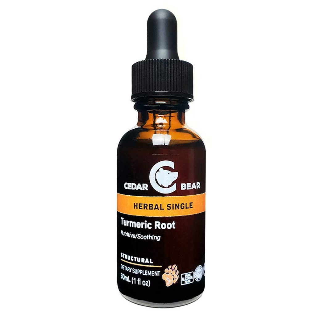 Cedar Bear Turmeric Root (Curcuma Longa) Liquid Herbal Supplement dat ondersteunt gezonde Cellulaire activiteit, en stimuleert Immuunfunctie 1 Fl Oz