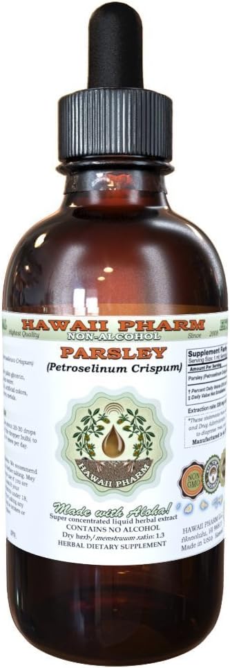 Parsley Alcohol-Free Liquid Extract, Parsley (Petroselinum Crispum) Root Glycerite Natural Herbal Supplement, Hawaii Pharm, USA 2 fl.oz