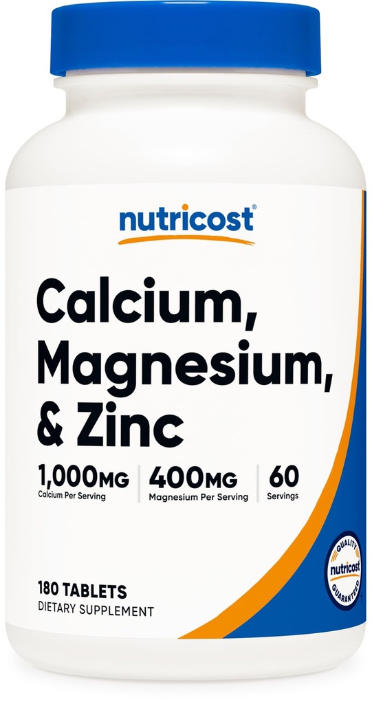 Nutricost Calcium, Magnesium & Zink Tabletten 1,415 mg, 180 tabletten - Vitamine/Mineral Blend Supplement, 60 porties - Glutenvrij, Non-GMO