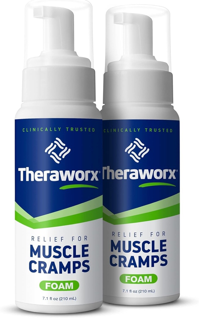 Theraworx Relief for Muscle Cramps Foam Fast-Acting Muscle Spam, Leg Soreness with Magnesium Sulfate - 7,1 oz - 2 Tellen