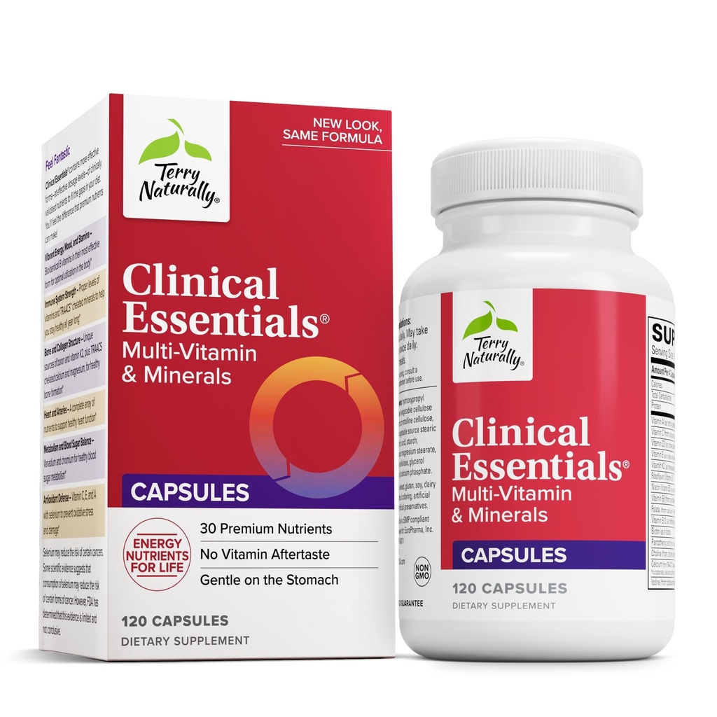 Terry Naturally Clinical Essentials - Bone & Immune Health - 120 Count | Bone, Cardiovascular and Immune Health Support. 120 tablets.