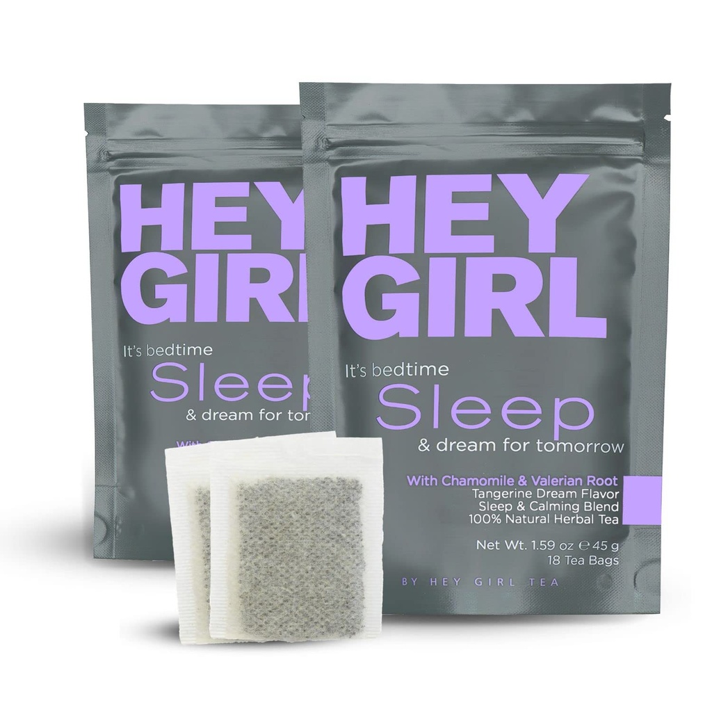 Hey meisje slaapthee - natuurlijke kruiden bedtijd thee tassen met kamille, passiebloem, Valeriaan wortel, citroenbalsem - kalmerende, ontspannende volwassenen slaapachtige nacht thee - ontspannen geschenken voor vrouwen 2-packs