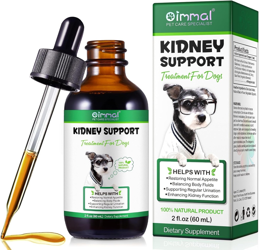 Nierondersteuning voor honden - Nierondersteuning Supplement, Ondersteunt Immune, Urinaire en Niergezondheid Functie, Natuurlijke Kruidensupplement (2 Fl Oz)