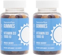 NaturesPlus Gummies Vitamine D3 1000 IE, Mixed Berry - 60 Gummies, Pack of 2 - Promoot Bone Health & Immune Function - Veganistisch, Glutenvrij, Non-GMO - 120 TotaalDiensten