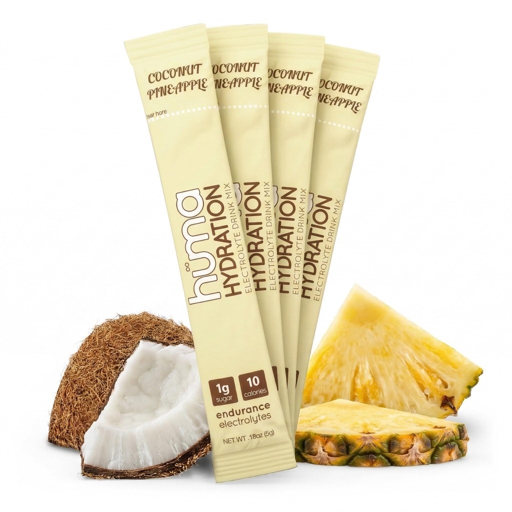 HUMA CHIA Hydration Drink Mix, Coconut Ananas 30 Packets - Low Calorie, High Electrolyte Powder for Sports & Oefening - 100% Natuurlijke, 1g Suiker, 10 Cal