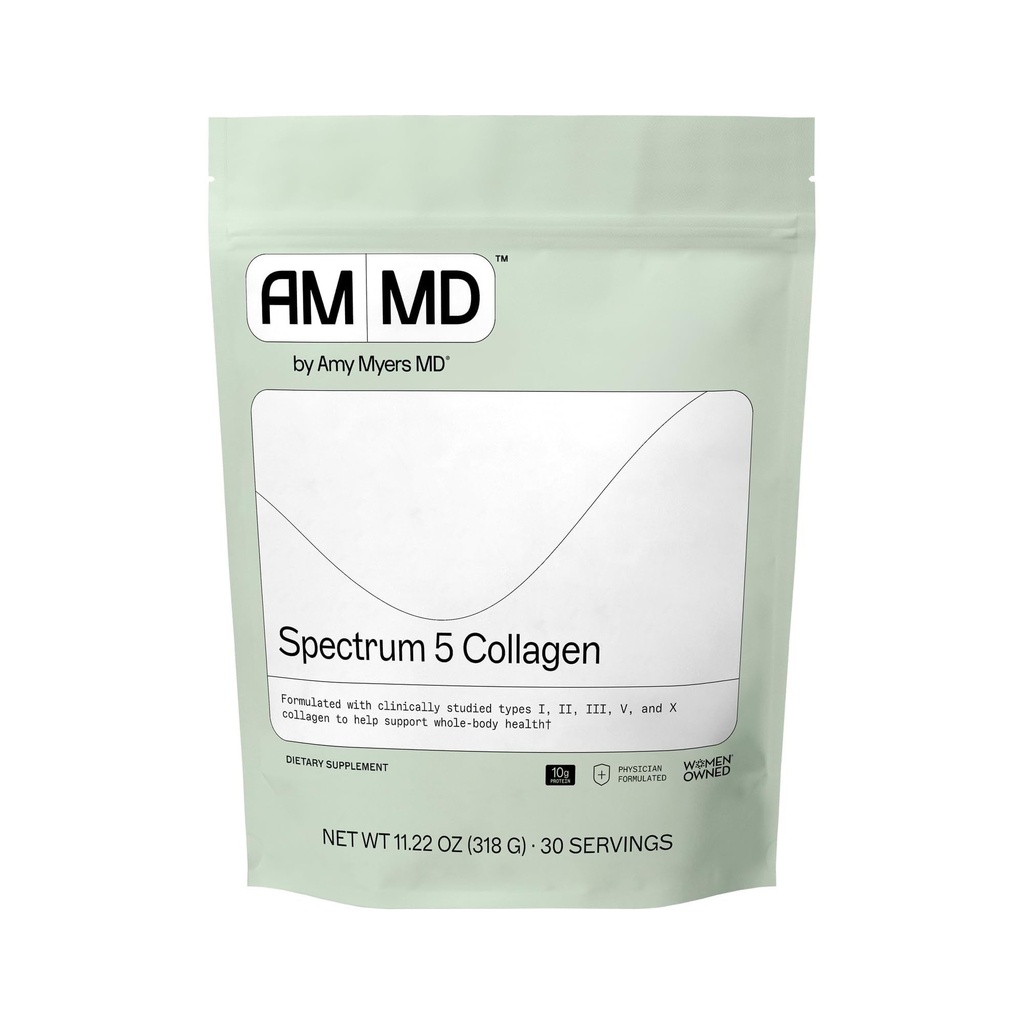Amy Myers MD Spectrum 5 Collagen Peptides Powder - Daily Collages Supplement for Healthy Hair, Skin & Nails - for Joint Support, Gut & Immune Health - 30 Servers
