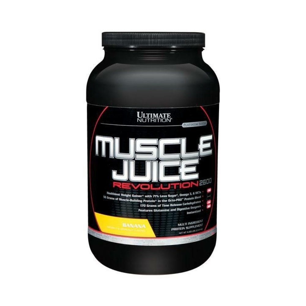 Ultimate Nutrition Muscle Juice Revolution 2600 Weight Gainer, Muscle Recovery met Glutamine, Micellar Caseïne en Time Release Complex Koolhydraten, Banana Proteïne Poeder, 4,69 Ponden