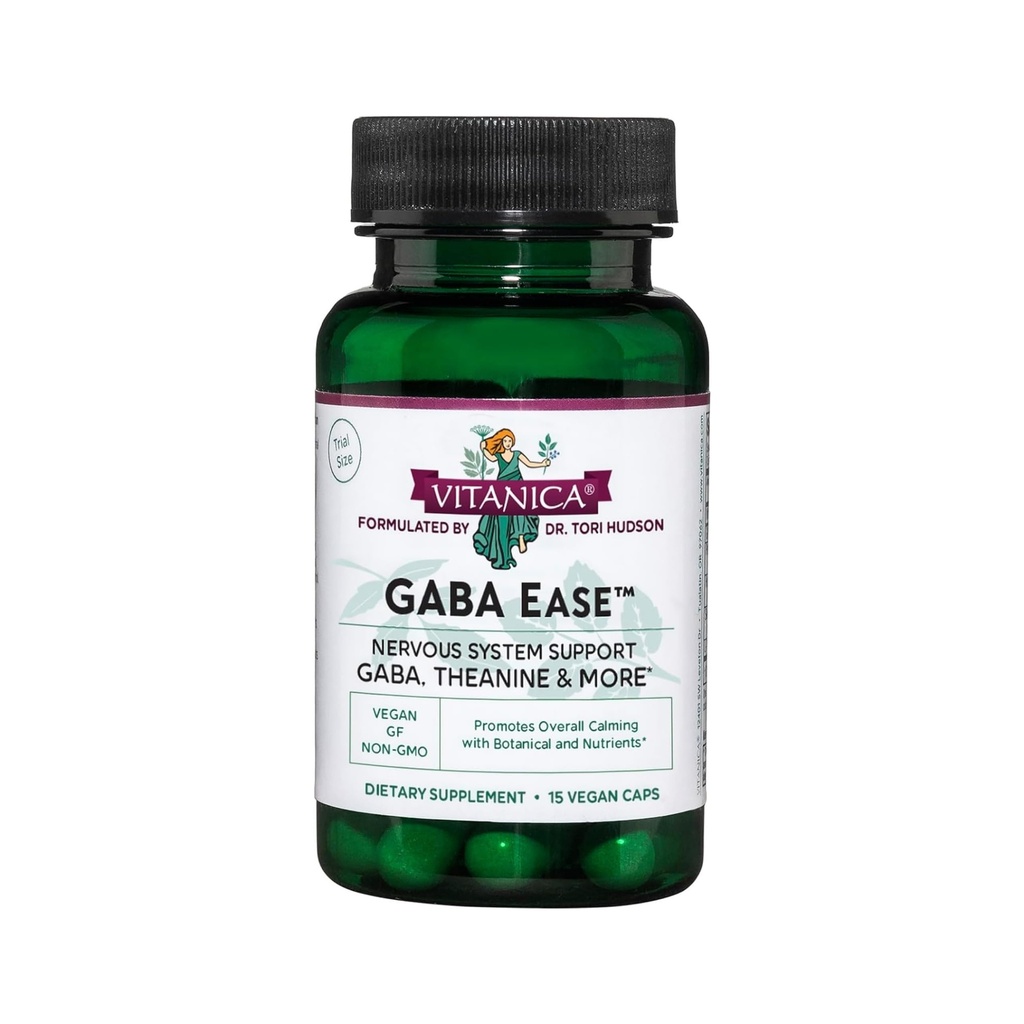 Vitanica GABA Ease - GABA & L-Theanine Supplement for Calm & Relaxation Support - Women's Health Supplement with GABA, Passiebloem, Hop, Skullcap & L-Theanine - Consumer Line - 15 Vegan Caps