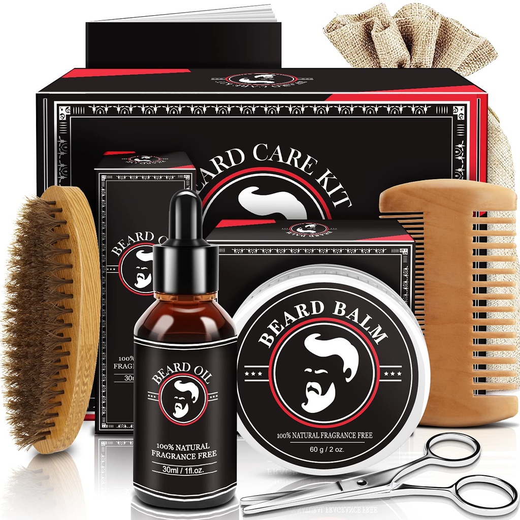 Fathers Day Dad Gifts, Baard Kit voor mannen, Baard Groei en Grooming Kit w/Baard Olie Baard Balm Baard Borstel Baard Comb Baard Schaar, Verjaardag Gifts voor mannen Echtgenoot Him Opa Vriend Son Brother