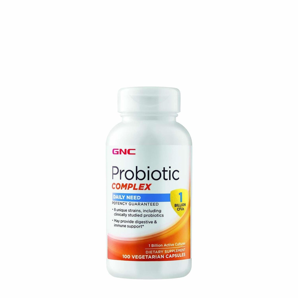 GNC Probiotic Complex Daily Need Supplement, Biedt Digestieve en Immune Support, 1 Miljard CFUs, 100 Vegetarische Capsules, 100 porties