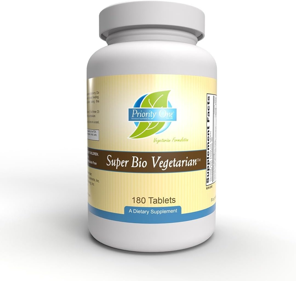 Priority One Vitaminen Super Bio Vegetarian 180 Tablets - Immuun System Support*- Klinische kracht - Voordelen van Shiitake & Maitake Paddestoelen.