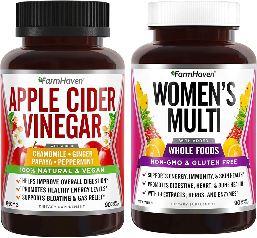 FarmHaven Apple Cider Vinegar Capsules met gember en multivitamine voor vrouwen