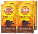 Metamucil, Fiber Thins, Daily Psyllium Husk Fiber Supplement, Ondersteunt Decompensative Health en Tevredenheden Honger, Chocolade smaak, 48 Total Servings (4 Packs of 12)