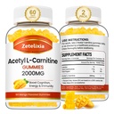2 Pack Acetyl L-Carnitine Gummies, L-Carnitine Supplement voor vrouwen en mannen, Voedingssupplement voor Boost Energie, Immuniteit & Brain Health, Veganistan, Non-GMO, Mango smaak, 120 Tel.