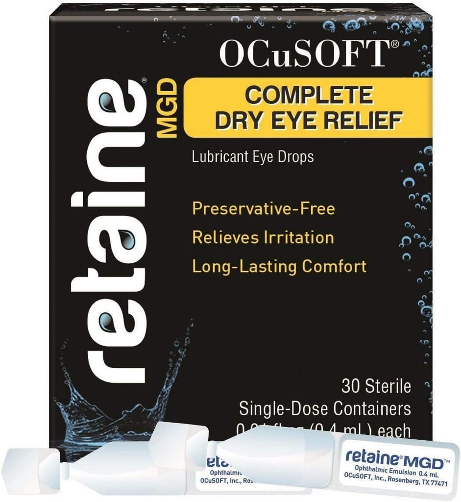 OCuSOFT Retaine MGD Complete droge oogreliëf Lubricant Eye Drops Single-Dose Containers, 30 Count (Pack of 2)