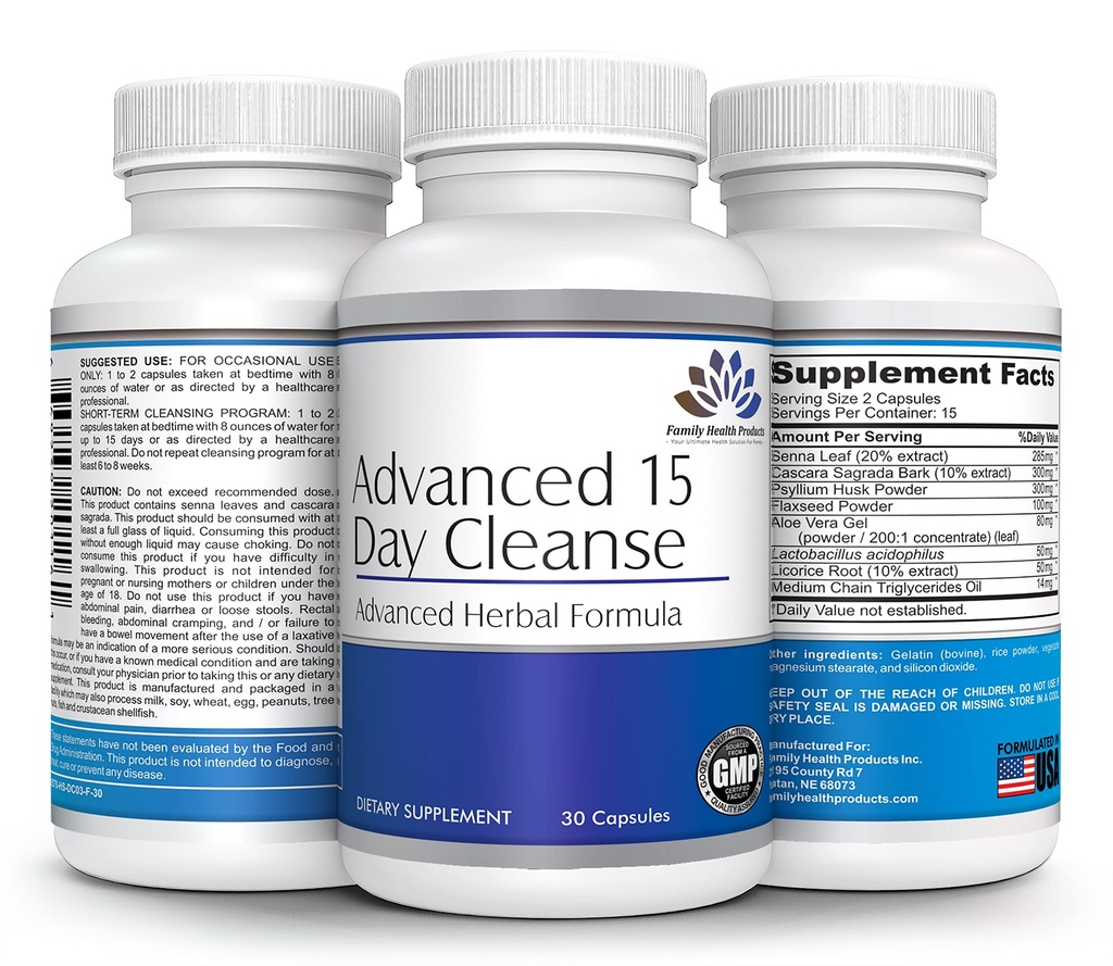 Colon Reiniging - Detox pillen voor vrouwen of mannen, 15 dagen supplement met probiotica supplement Superfoods 15-dagen reinigingsmiddelen voor gezonde Bowel bewegingen 30 capsules, 15 porties
