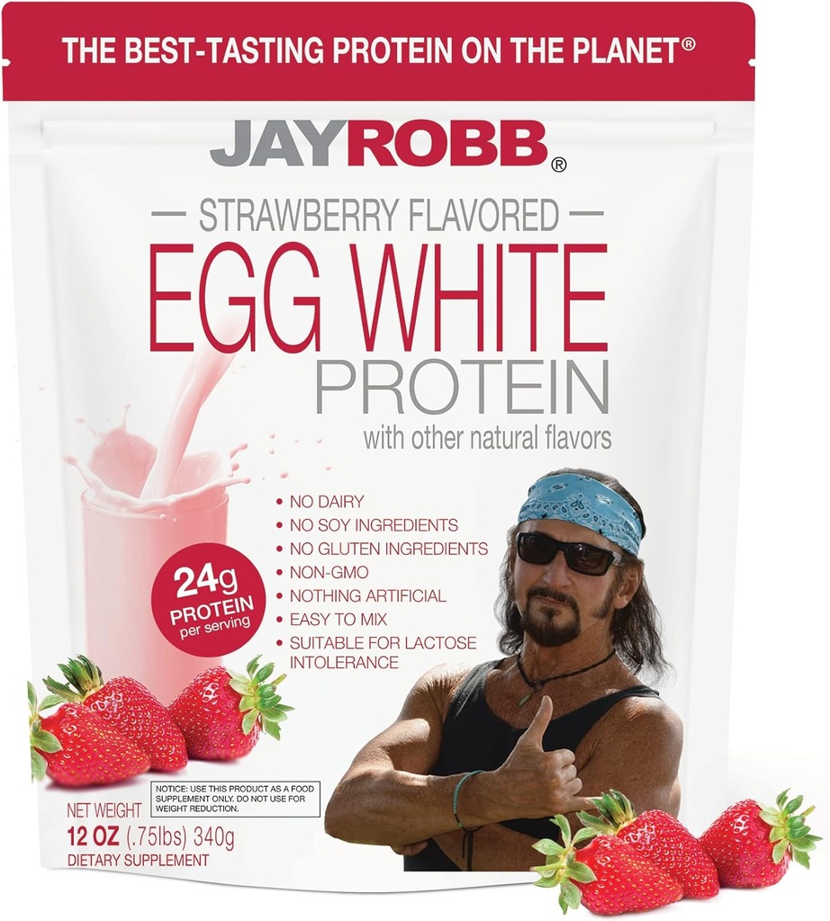 Jay Robb - Egg White Protein Powder, Schandalig Heerlijk, Aardbei, 10 Servers (12 oz)
