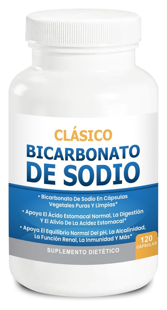 Bicarbonato de Sodio clásico 650 mg USO orgánico Natural Pastillas de bicarbonato de Sodio en polvo Tabletas de bicarbonato de Sodio (cápsulas) Alcalinidad del ácido del estómago 120 cápsulas
