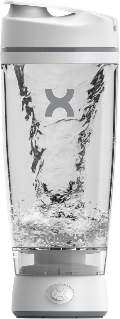 Promixx Original Shaker Bottle - Batterij aangedreven voor gladde eiwit Shakes - BPA Free, 20oz Cup (White)