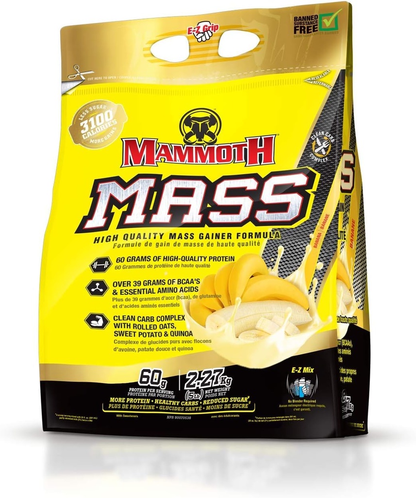 Interactieve voeding Mammoth Mass Supplement, 5 lbs, Banaan, 2,2kg Banaan