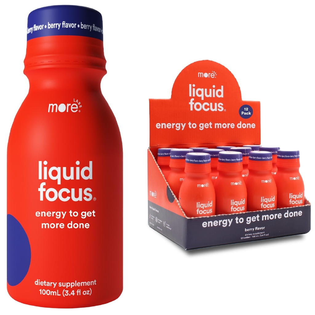 Meer Labs Liquid Focus, Nootrope Smart Drink met krachtige antioxidanten en adaptogene kruiden voor energie en concentratie, 150 mg cafeïne (verpakking van 12)