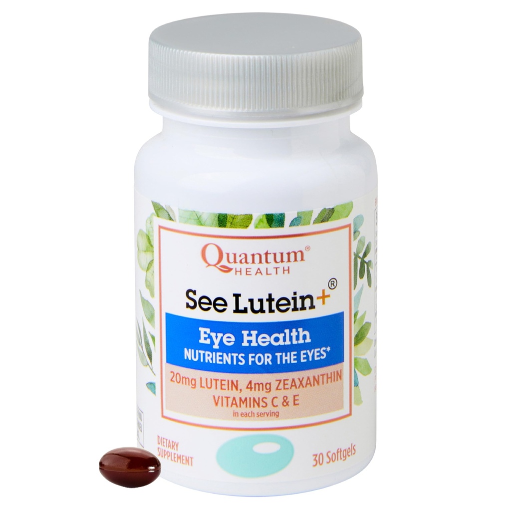 Quantum Health See Lutein+ Eye Care Supplement helpt ondersteuning van de algehele gezondheid van het oog als je leeftijd - Lutein 20mg Zeaxanthine Plus Vitaminen C & E dagelijkse voeding voor vrouwen en mannen - 30 Softgels
