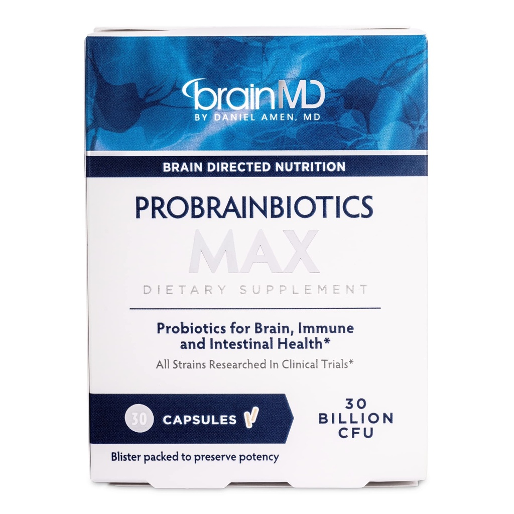 Dr. Amen BrainMD ProBrainBiotics MAX - 30 Capsules - Probiotica for Brain, Immune & Intestinal Health - Glutenfree - 30 Servers