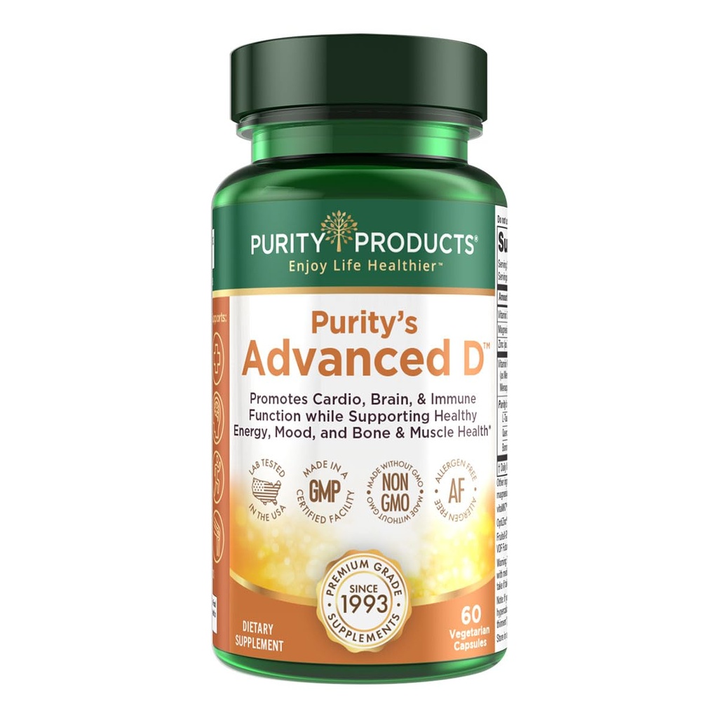 Zuiverheid Producten Dr. Cannell's Advanced D from Vitamine D3 Super Formula - Verpakt met vitamine D, Vitamine K2, Zink, Magnesium citraat, Boron en Taurine - 60 Vegetarische Capsules