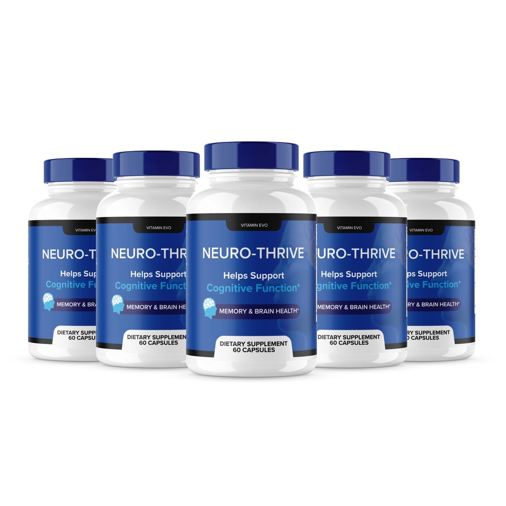(5 Pack) Neuro Thrive Brain Supplement, Neuro Thrive for Memory, Neuro Thrive PQQ to Reduce Negative Effects of Brain Fog, Neuro Thrive Cognitive Function, NeuroThrive Reviews Neuro-Thrive (300 Cap)